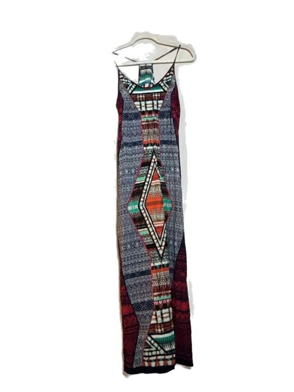 M Bailey Blue Tribal Print Boho Racerback Maxi Dress